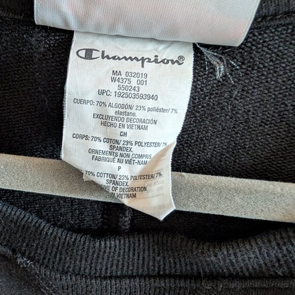 Champion Women's Black Heritage Fleece Crew neck, White Satin Stripe Size Small - Picture 8 of 9